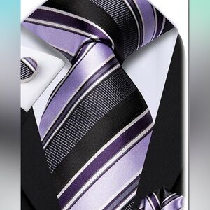 Sophisticated Lavender Striped Men's Tie Set
